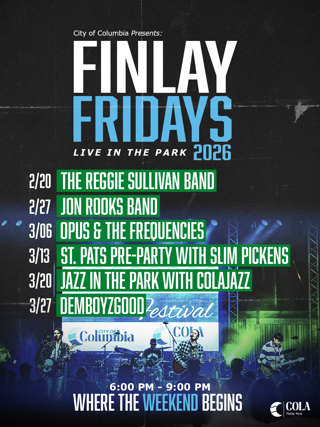Finlay Friday Concert Series Poster for February and March Dates